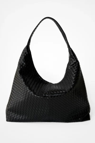 Örgü Desenli Büyük Boy Salaş Omuz ve Tote Çanta