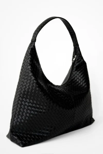 Örgü Desenli Büyük Boy Salaş Omuz ve Tote Çanta - Görsel 3