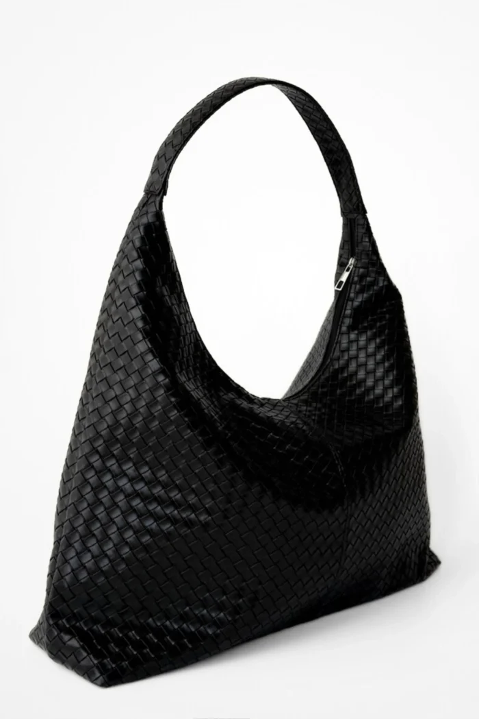 Örgü Desenli Büyük Boy Salaş Omuz ve Tote Çanta - Görsel 3