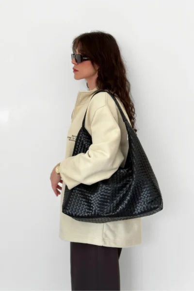 Örgü Desenli Büyük Boy Salaş Omuz ve Tote Çanta - Görsel 2